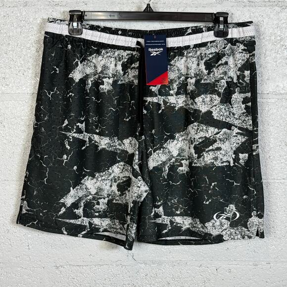 CReebok Men's Basketball Transition Shorts, Black/White 2XL MSRP $55 - Picture 1 of 9